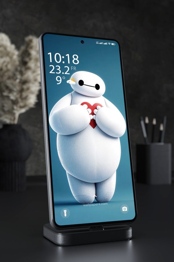 Phone Wallpaper 3619 - Baymax Heart Hug Cute 3D Mobile Background