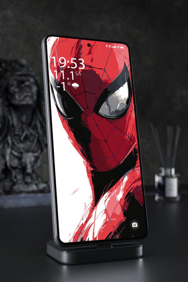 Phone Wallpaper 3647 - Spiderman Red Mask Hero Portrait Art