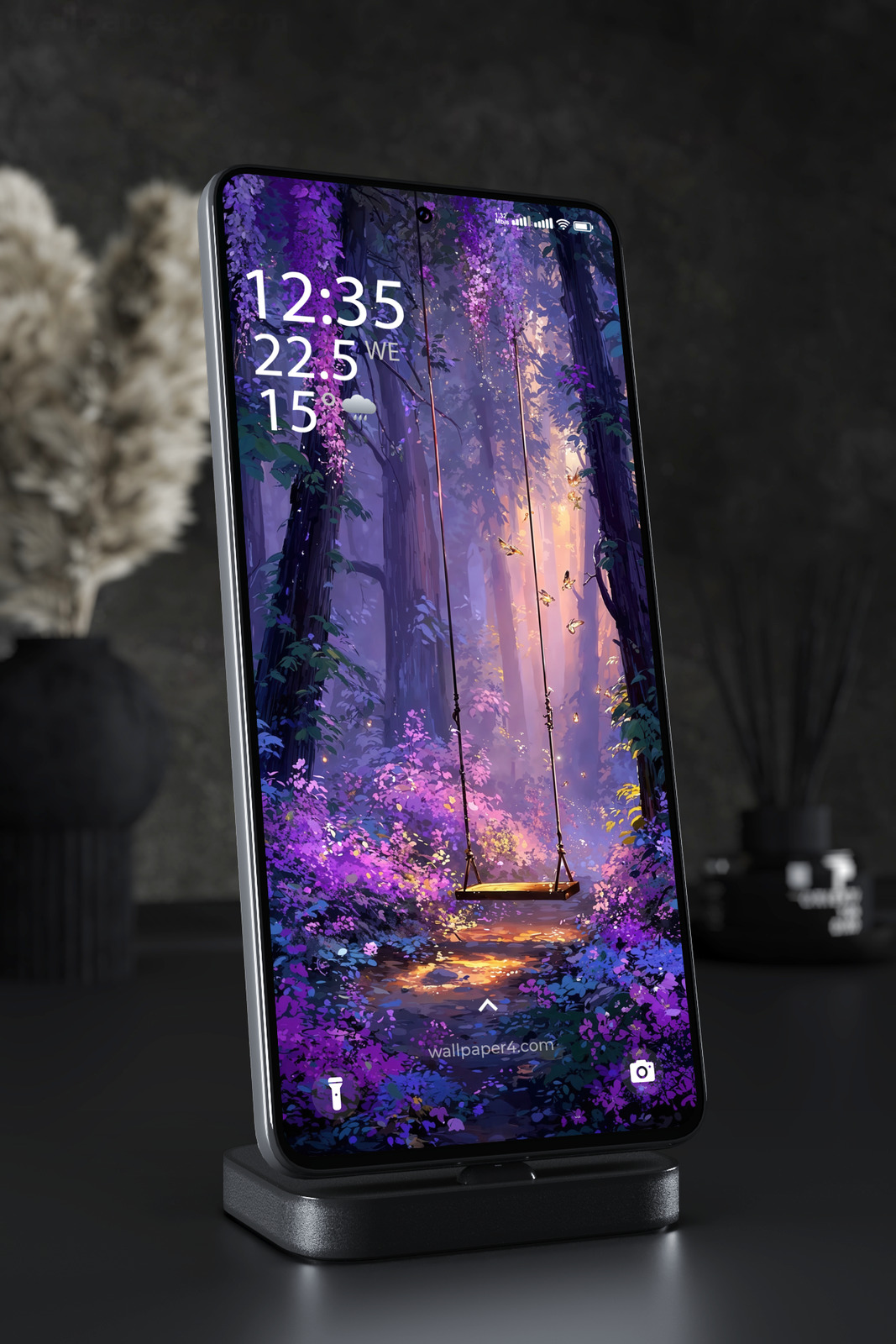 Mobile Wallpaper 3664 - Enchanted Forest Swing at Golden Dusk