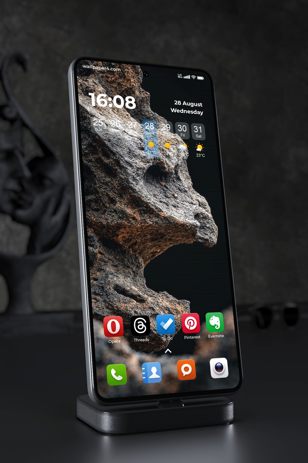 Phone Wallpaper 3675 - Dark Rock Formation Abstract Mobile Background