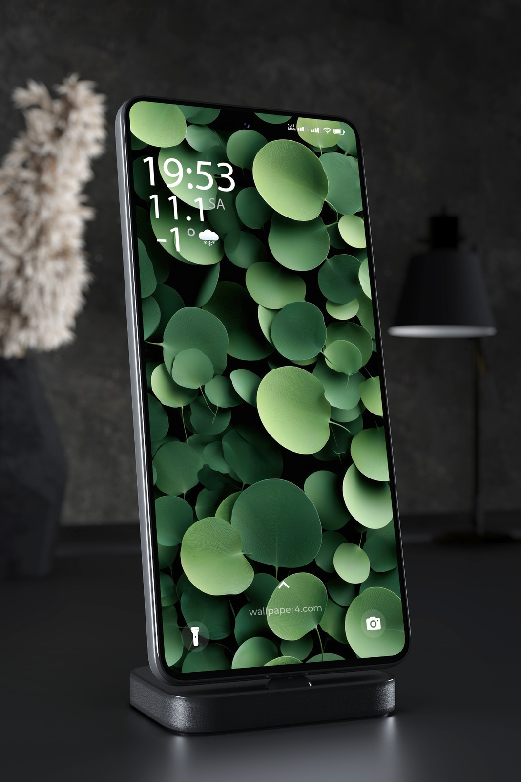 Mobile Wallpaper 3678 - Layered Green Leaves Dark Botanical Design