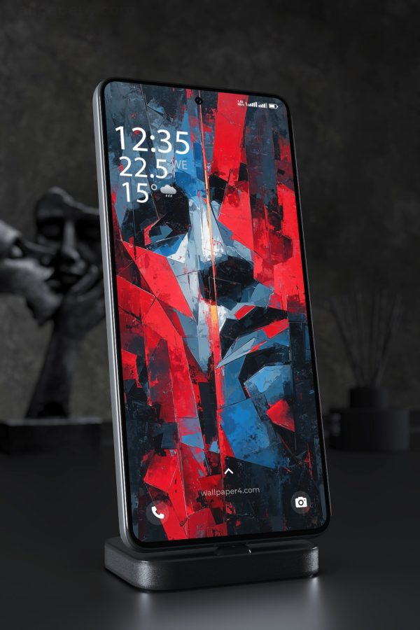 Phone Wallpaper 3710 - Red Blue Shattered Glass Abstract Phone Art