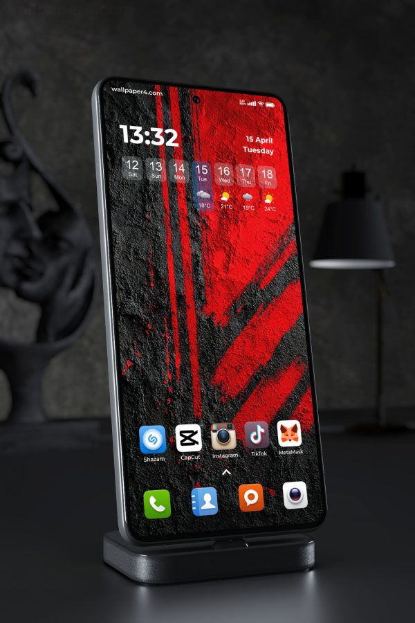 Phone Wallpaper 3733 - Red Black Grunge Abstract Texture Art