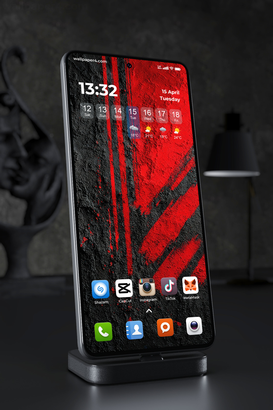 Phone Wallpaper 3733 - Red Black Grunge Abstract Texture Art