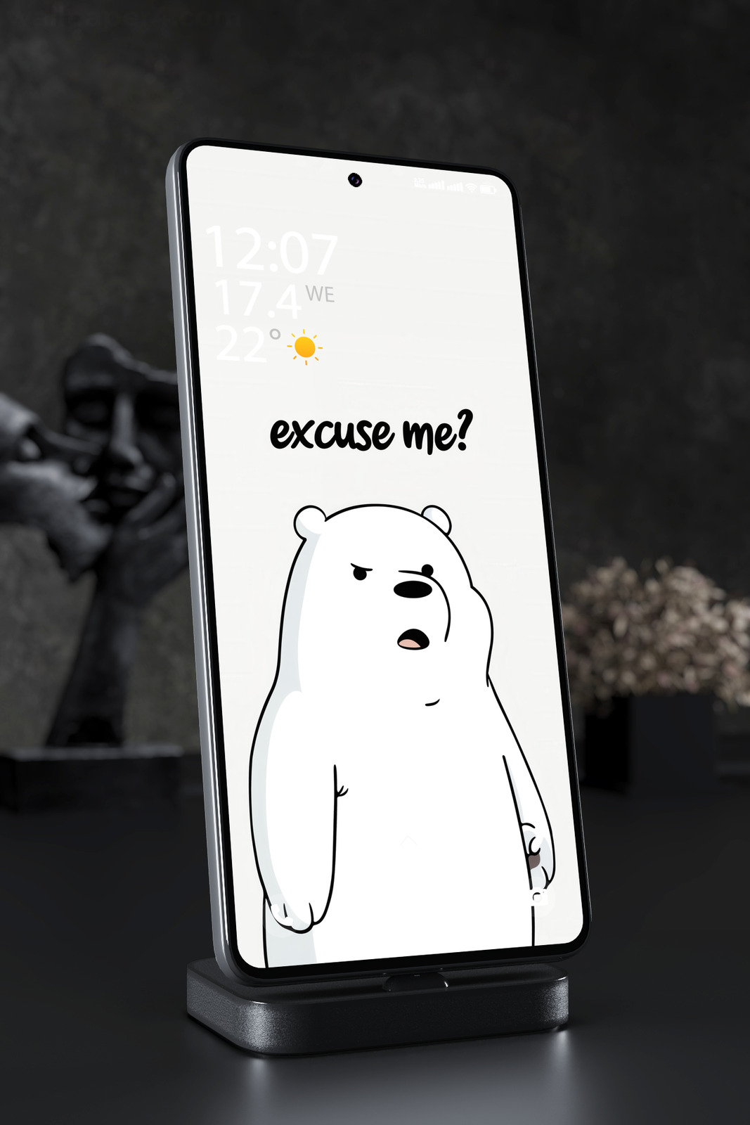 Phone Wallpaper 3764 - Ice Bear Excuse Me Minimal Cartoon Phone Art
