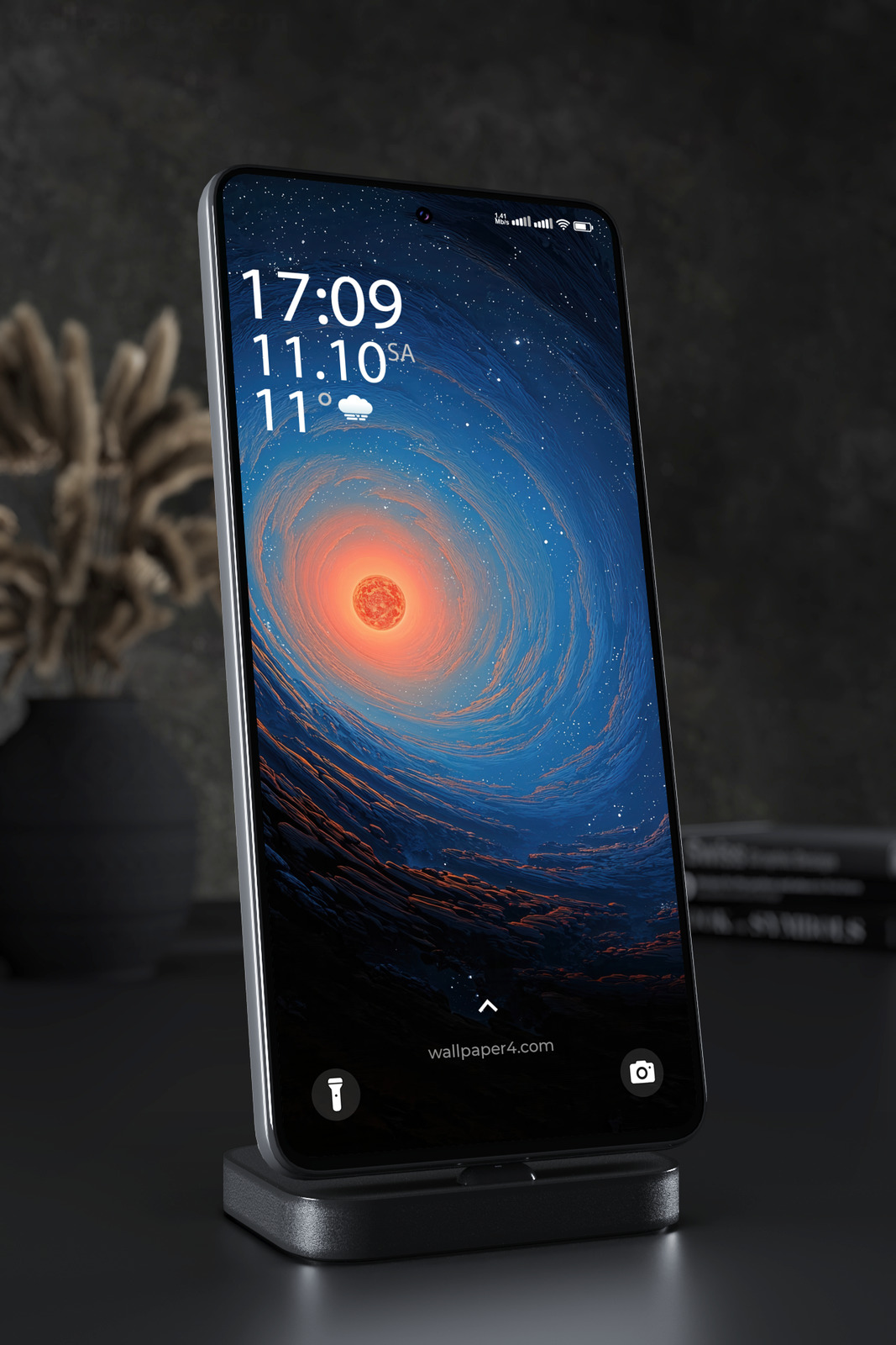 Phone Wallpaper 3775 - Cosmic Vortex Galaxy with Glowing Star Core