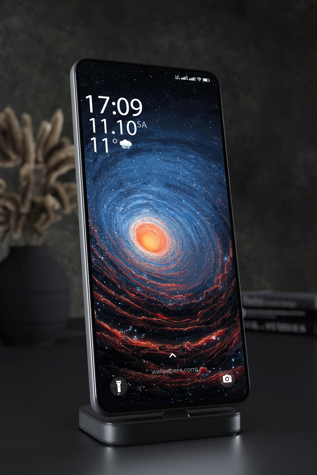 Mobile Wallpaper 3775 - Cosmic Vortex Galaxy with Glowing Star Core