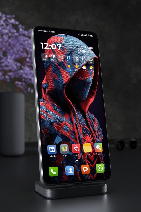 Phone Wallpaper 3782 - Hooded Spiderman Dark Hero Portrait in Red Blue