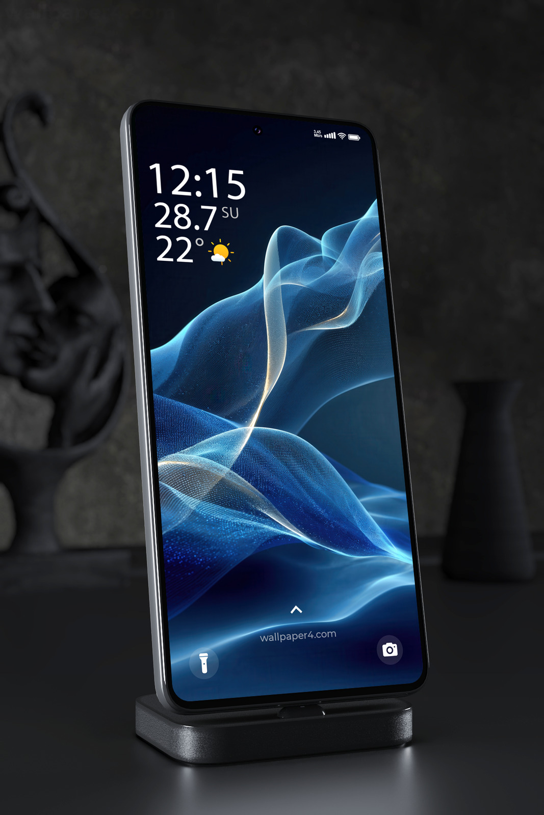 Mobile Wallpaper 3787 - Abstract Blue Silk Flow Phone Background