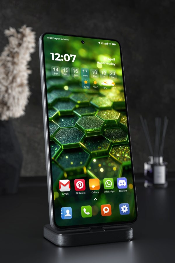 Phone Wallpaper 3790 - Neon Green Hexagon Honeycomb Abstract