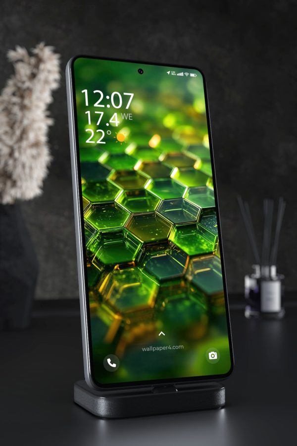 Mobile Wallpaper 3790 - Neon Green Hexagon Honeycomb Abstract