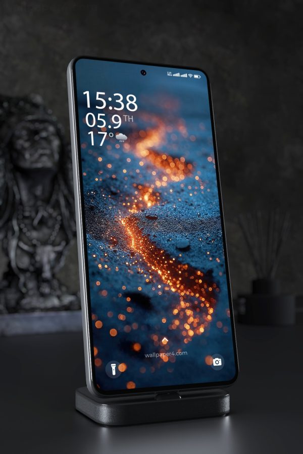 Phone Wallpaper 3798 - Glowing Embers on Dark Blue Ground