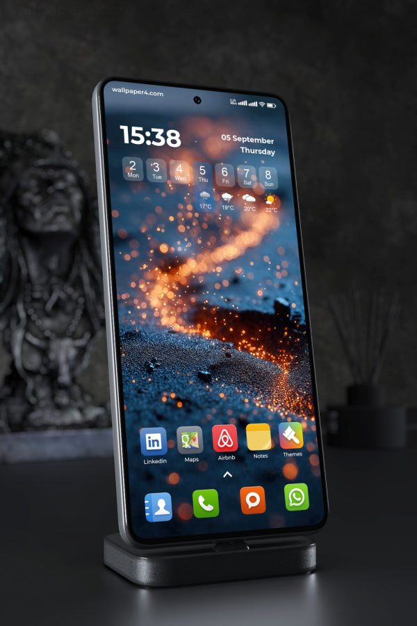 Mobile Wallpaper 3798 - Glowing Embers on Dark Blue Ground