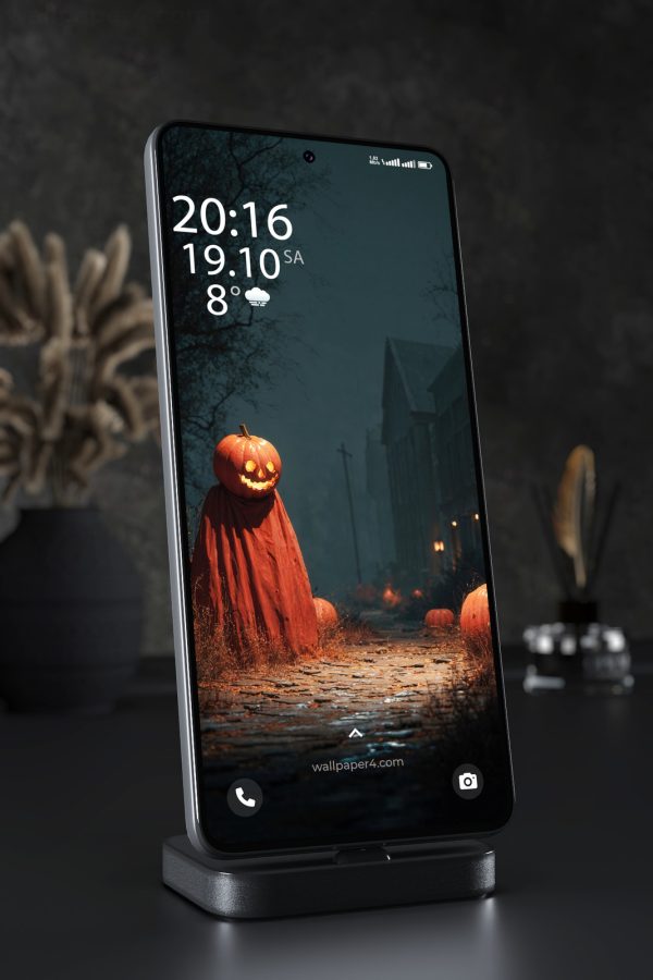 Phone Wallpaper 3821 - Pumpkin Ghost Halloween Dark Fantasy Art