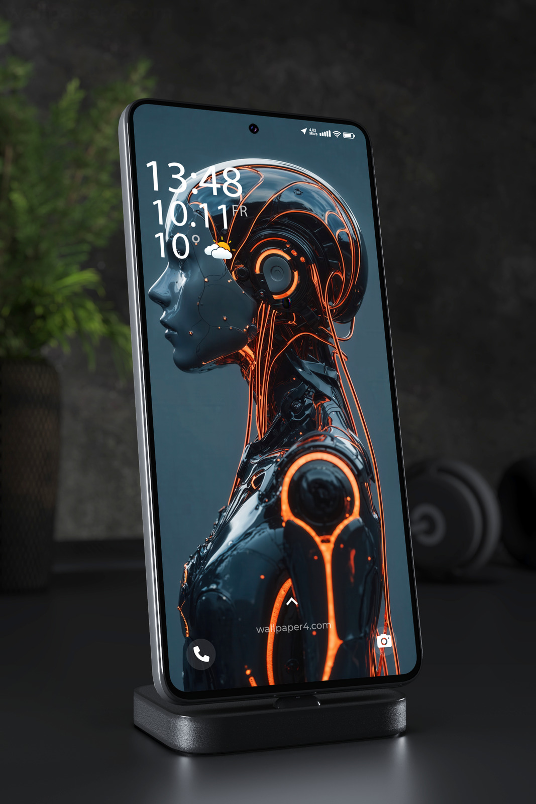 Mobile Wallpaper 3839 - Cybernetic Android Neon Sci-Fi Portrait Art