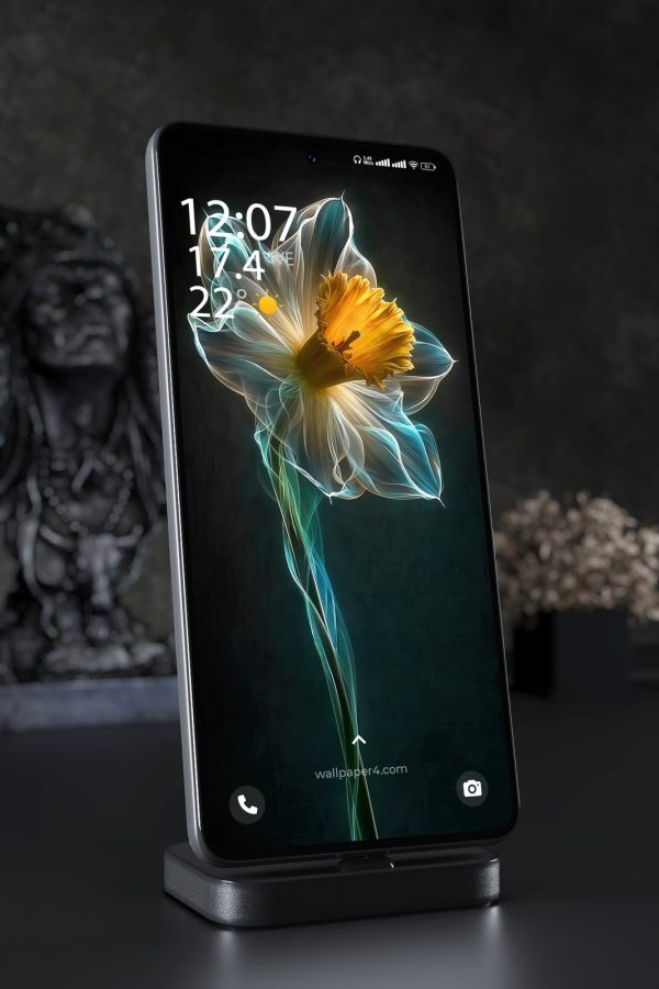 Mobile Wallpaper 3849 - Glowing Daffodil Flower with Neon Petals