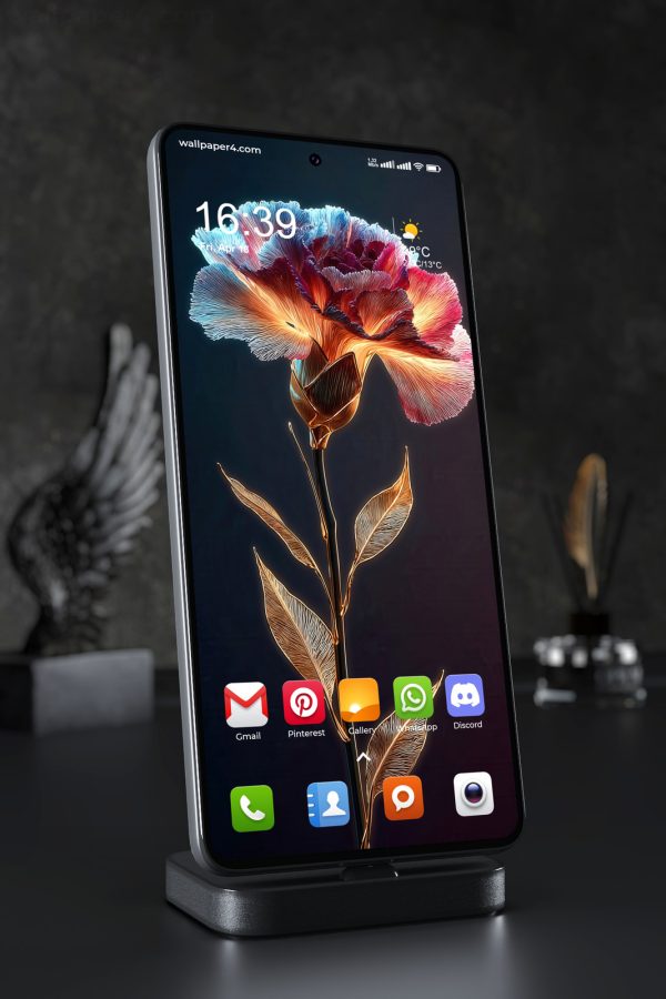 Mobile Wallpaper 3865 - Vibrant Neon Floral Bloom on Dark Background