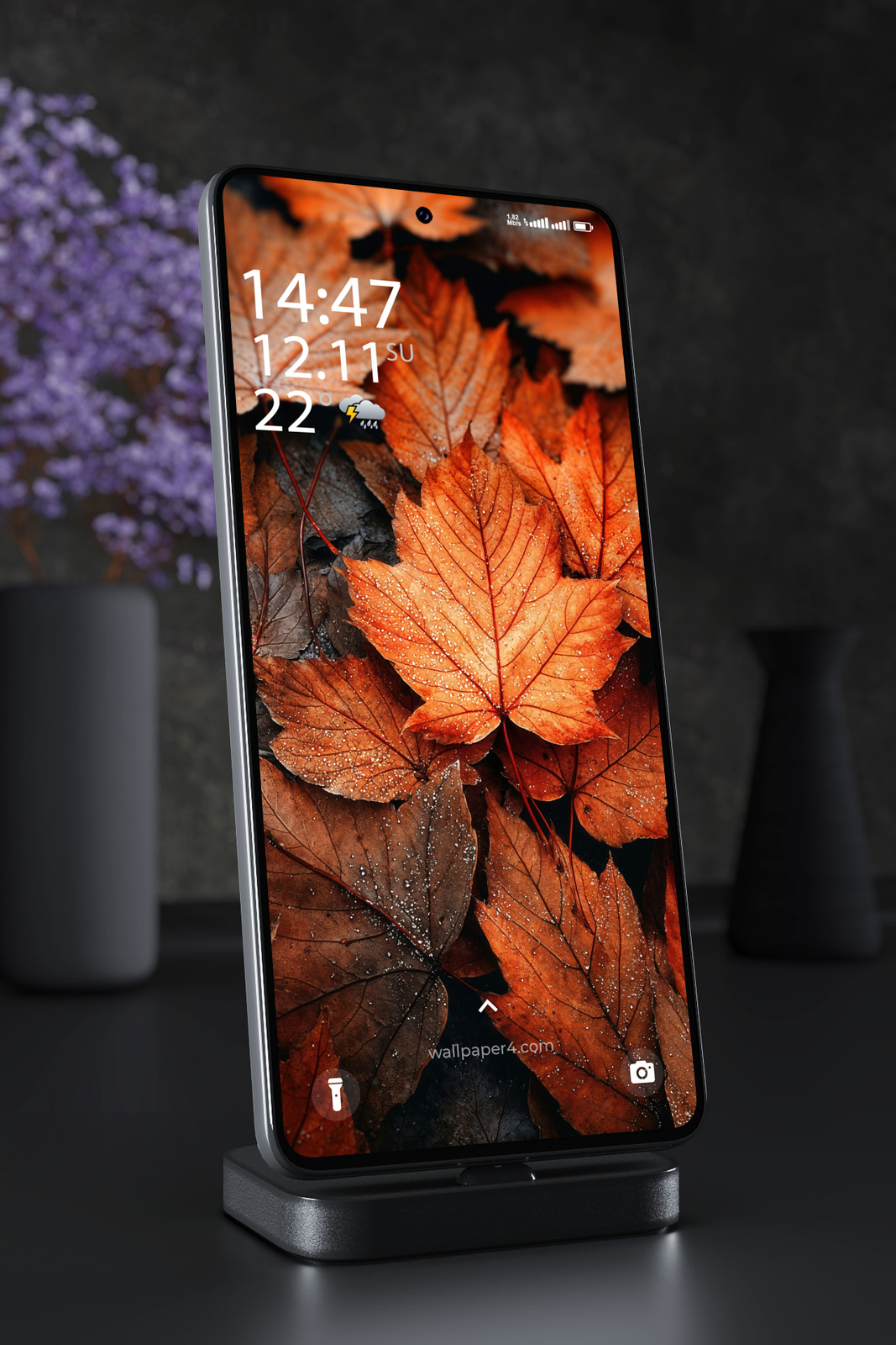 Mobile Wallpaper 3884 - Autumn Maple Leaves in Warm Orange Tones