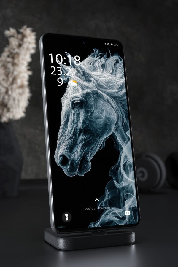 Phone Wallpaper 3895 - Ethereal Smoke Horse in Dark Fantasy Art