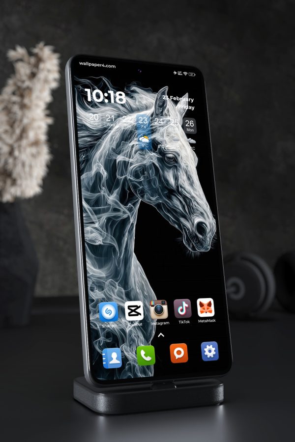 Mobile Wallpaper 3895 - Ethereal Smoke Horse in Dark Fantasy Art