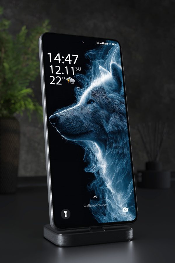 Phone Wallpaper 3898 - Mystic Blue Wolf Spirit Mobile Background