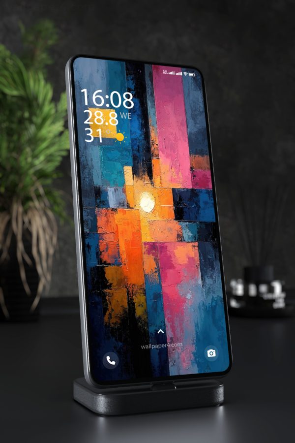 Phone Wallpaper 3907 - Abstract Urban Blocks with Neon Glow Texture
