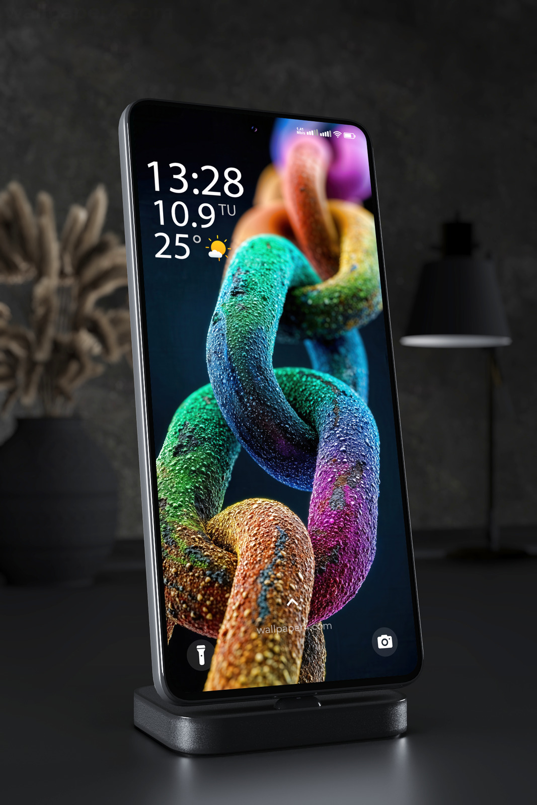 Phone Wallpaper 3924 - Colorful Neon Chain Abstract Phone Background