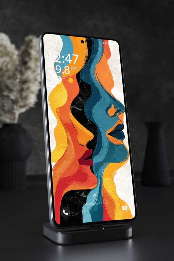 Phone Wallpaper 3928 - Abstract Female Faces in Bold Color