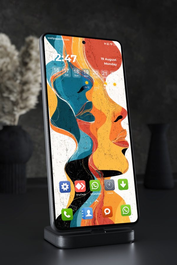 Mobile Wallpaper 3928 - Abstract Female Faces in Bold Color