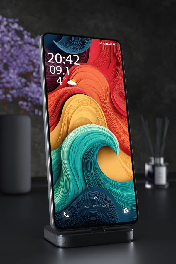 Mobile Wallpaper 3931 - Colorful Layered Paper Waves Abstract Design