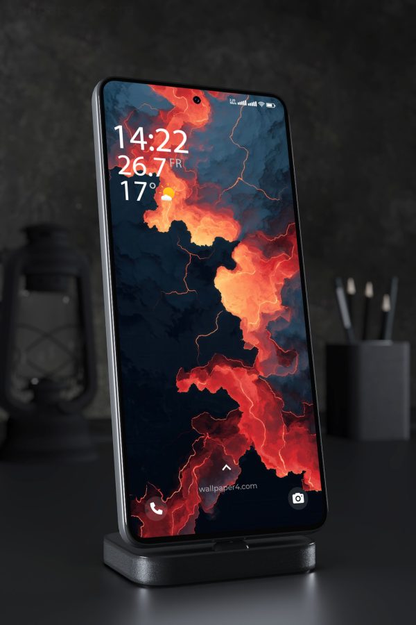 Phone Wallpaper 3940 - Fiery Lava Veins Abstract Phone Background