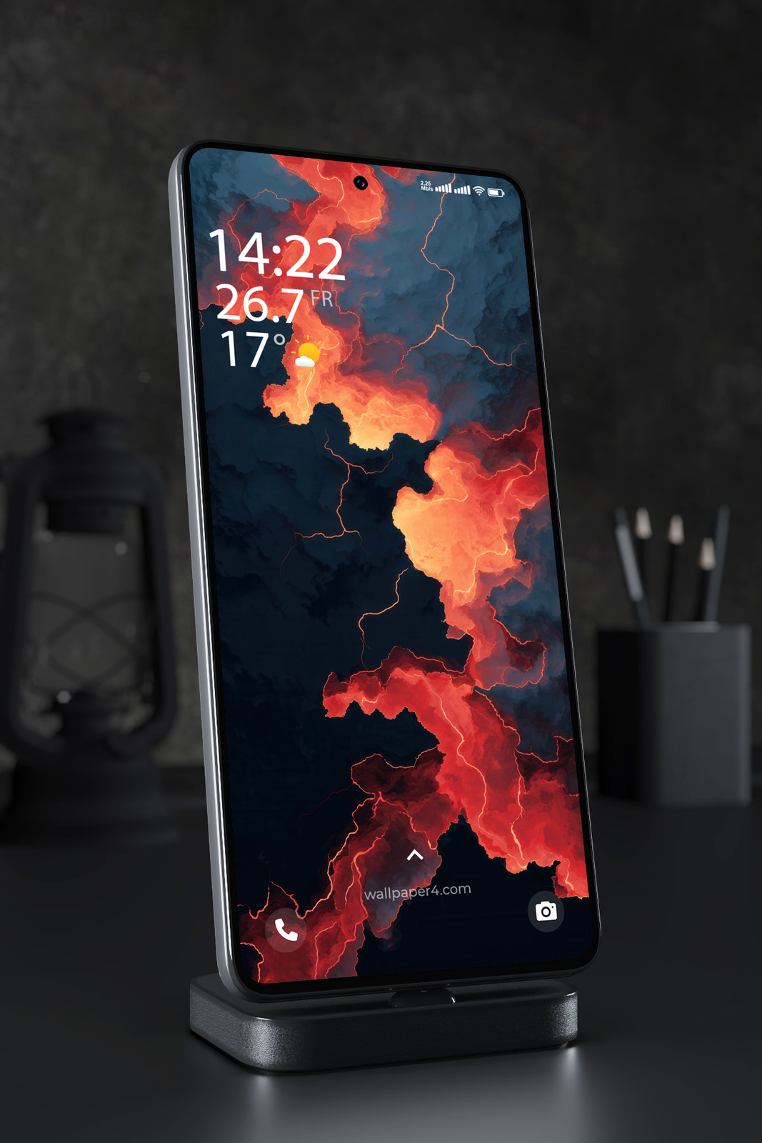Phone Wallpaper 3940 - Fiery Lava Veins Abstract Phone Background
