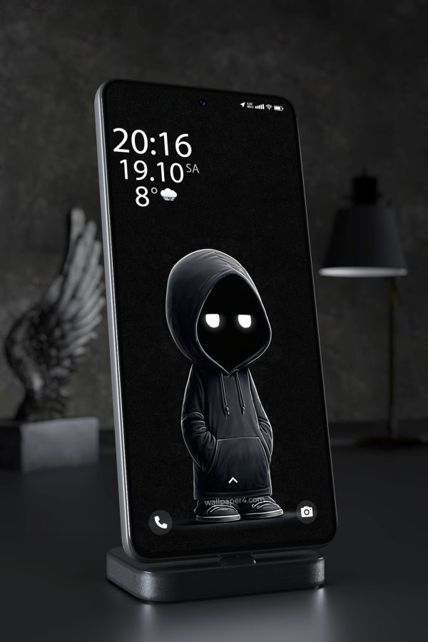 Phone Wallpaper 3960 - Glowing Eyes Hooded Shadow Character