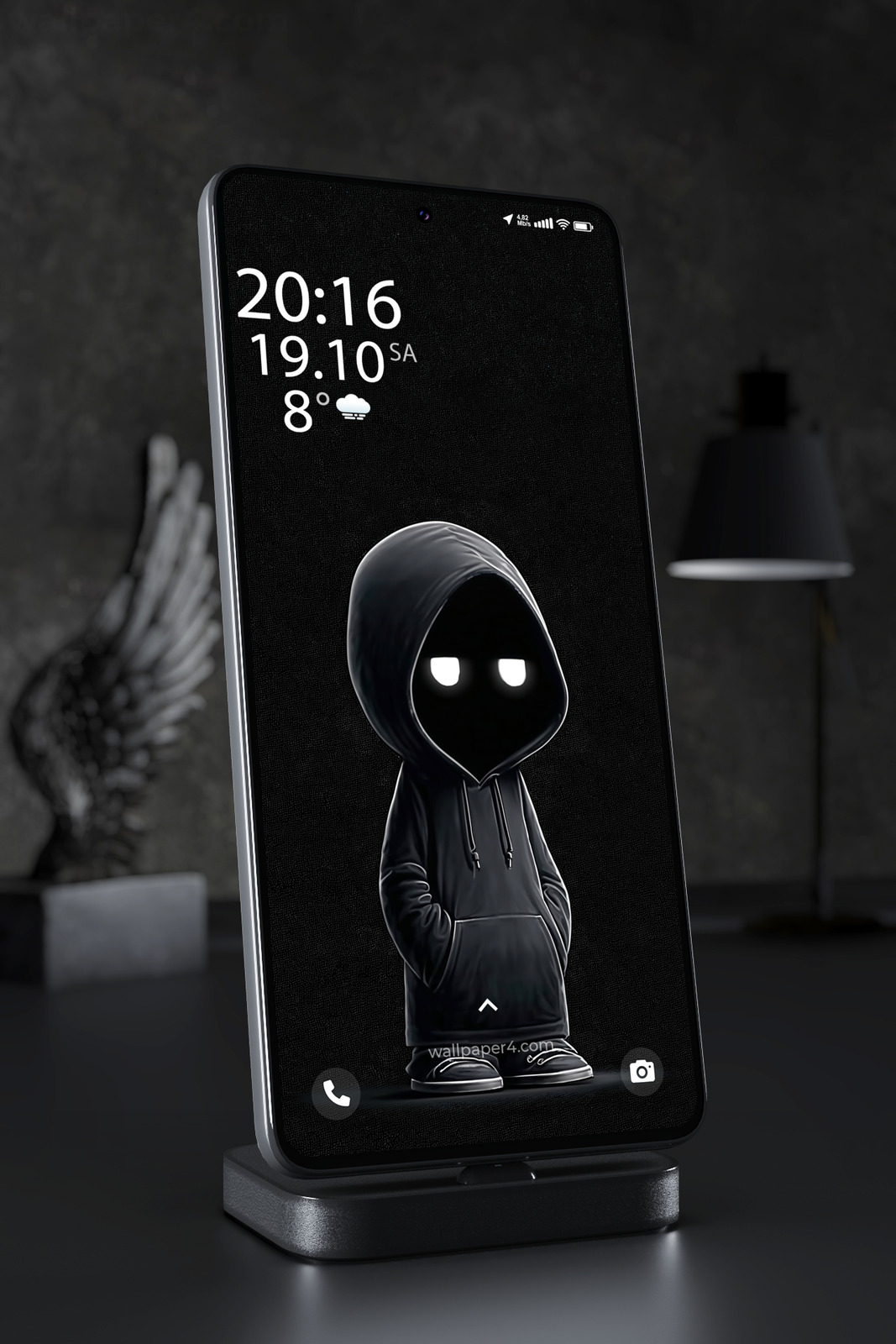 Phone Wallpaper 3960 - Glowing Eyes Hooded Shadow Character