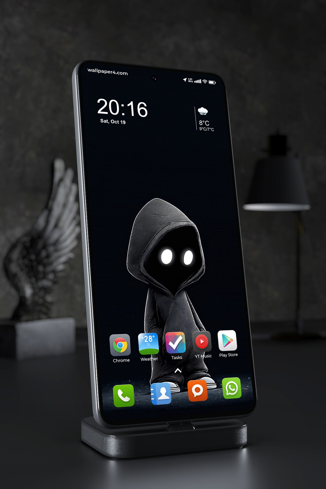 Mobile Wallpaper 3960 - Glowing Eyes Hooded Shadow Character