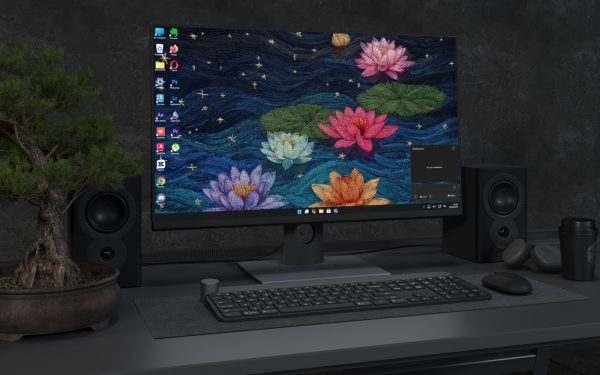 Desktop Wallpaper 4432 - Embroidered Lotus Night Pond 4K Desktop Wallpaper