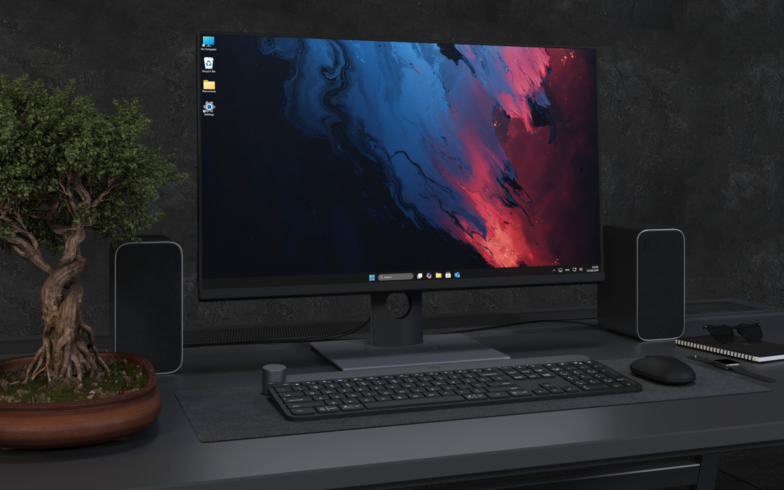 Laptop Wallpaper 4439 - Blue Red Abstract Paint 4K Desktop Wallpaper