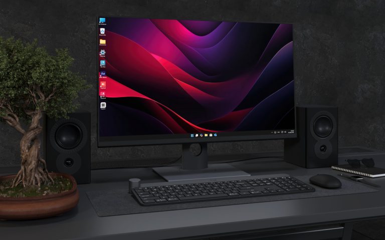 Desktop Wallpaper 4478 - Dark Abstract Red and Purple Curves 4K Wallpaper