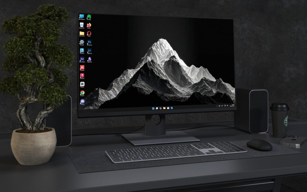 Desktop Wallpaper 4562 - Monochrome Snowy Mountain Peak 4K Wallpaper