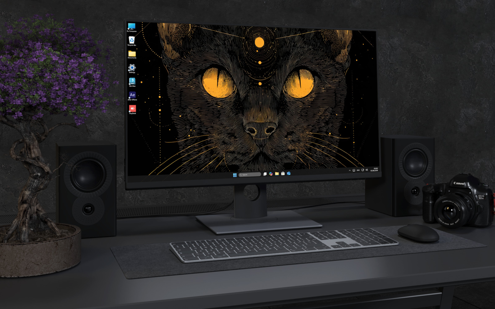 Desktop Wallpaper 4611 - Mystic Black Cat Gold Eyes 4K Desktop Wallpaper