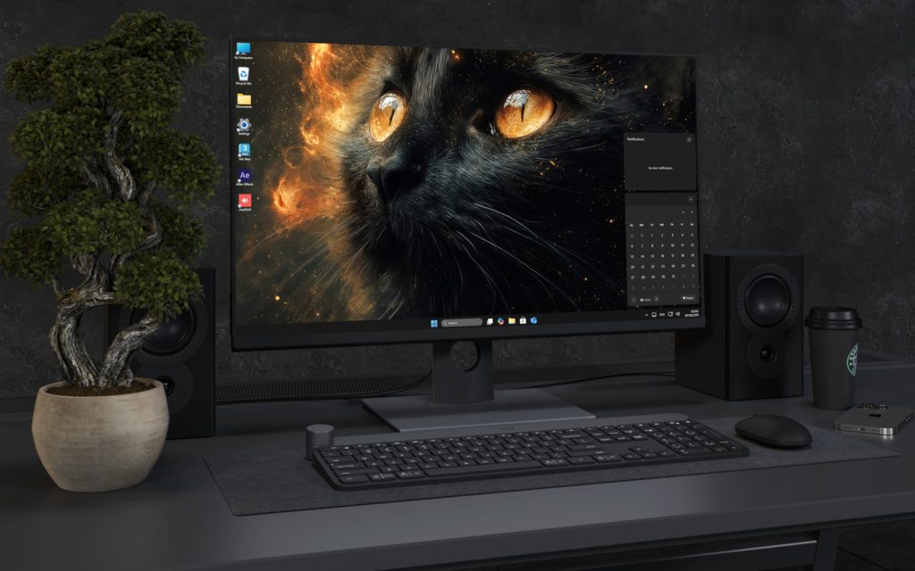 Desktop Wallpaper 4628 - Black Cat with Cosmic Fire Eyes Desktop Wallpaper