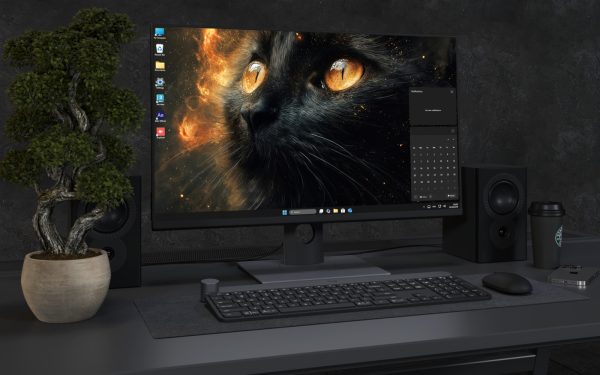 Desktop Wallpaper 4628 - Black Cat with Cosmic Fire Eyes Desktop Wallpaper
