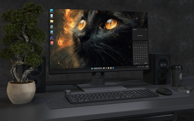 Desktop Wallpaper 4628 - Black Cat with Cosmic Fire Eyes Desktop Wallpaper