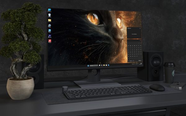 Laptop Wallpaper 4624 - Black Cat with Cosmic Fire Eyes Desktop Wallpaper