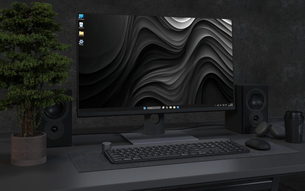 Desktop Wallpaper 4686 - Dark Abstract 3D Waves Desktop Wallpaper Art