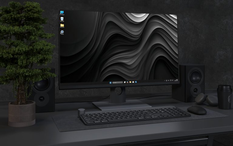Desktop Wallpaper 4686 - Dark Abstract 3D Waves Desktop Wallpaper Art