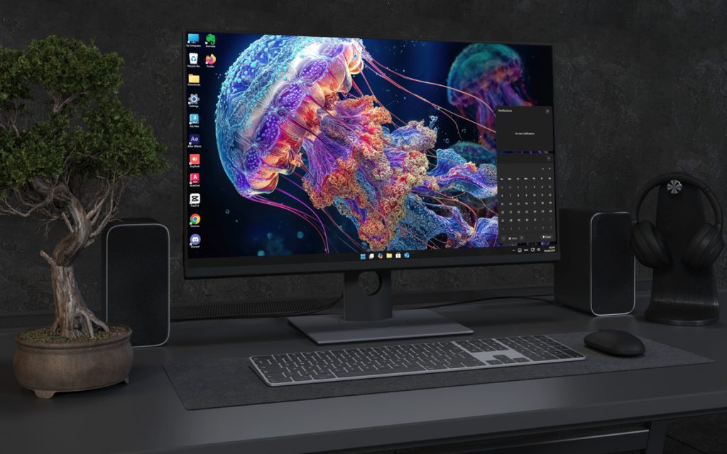 Desktop Wallpaper 5115 - Neon Jellyfish in a Cosmic Ocean Wallpaper