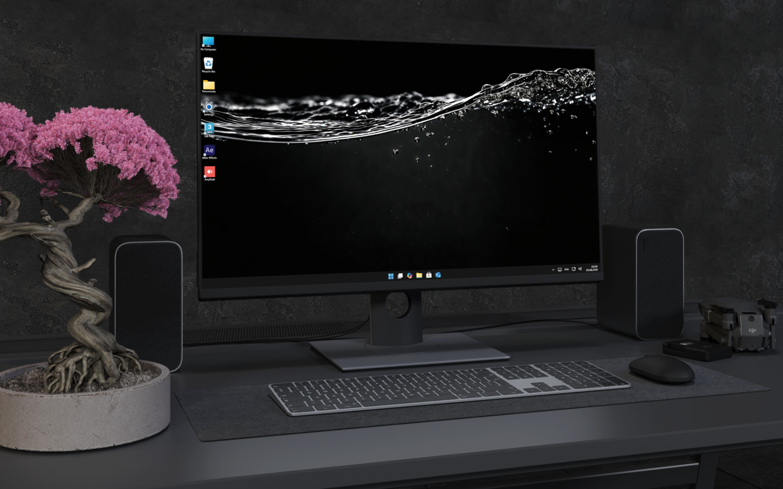 Laptop Wallpaper 8250 - Black Water Waves Minimalist 4K Desktop Wallpaper