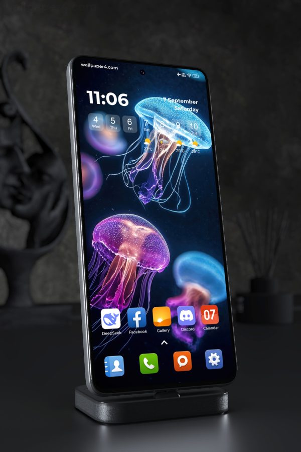 Mobile Wallpaper 4016 - Glowing Jellyfish in a Neon Ocean Dream
