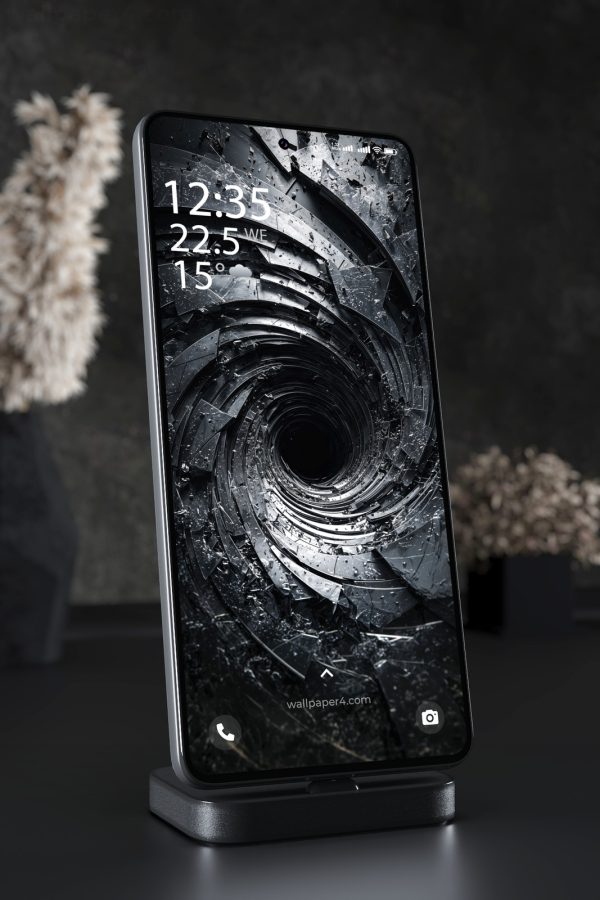 Phone Wallpaper 4019 - Dark Shattered Glass Vortex Abstract Pattern